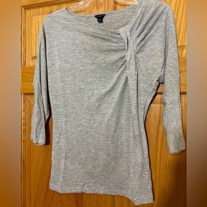 Ann Taylor gray and gold striped 3/4 sleeve top
